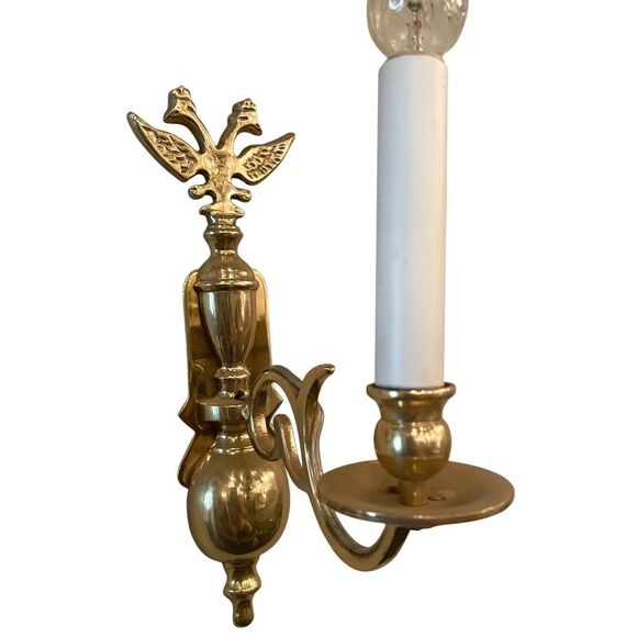Vintage Fedral Style Solid Brass Wall Sconse 1 Light Eagle - Picture 1 of 5